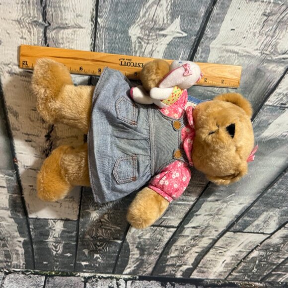 Vintage 1990\'s Blue Jean Teddy Musical Plush Bear - Music \\ Movement Works! NWT